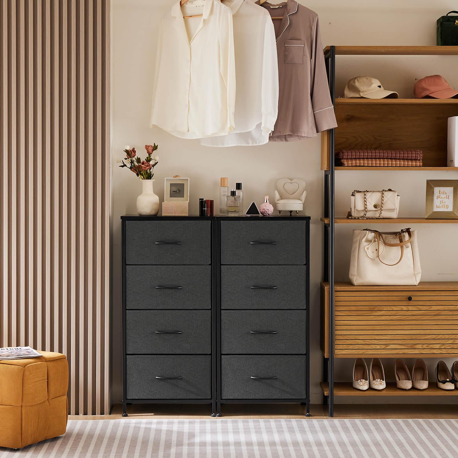 Modern 4-Drawer Dresser with Metal Frame & Wood Top - Gray Storage Chest for Bedroom, Living Room, or Office Organization