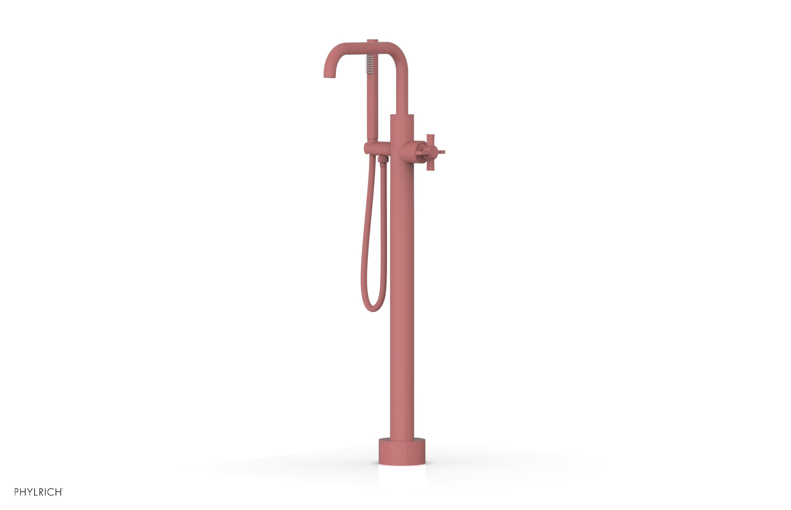 Premium Tall Floor Mount Tub Filler with Cross Handle & Hand Shower D132-45-01 - Perfect for Modern Bathroom Renovations and Spa-Like Showers
