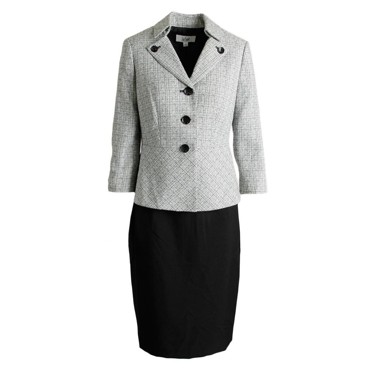 Women's 3-Button Notch Collar Blazer and Pencil Skirt Suit Set - Professional Office Wear for Business Women & Formal Occasions