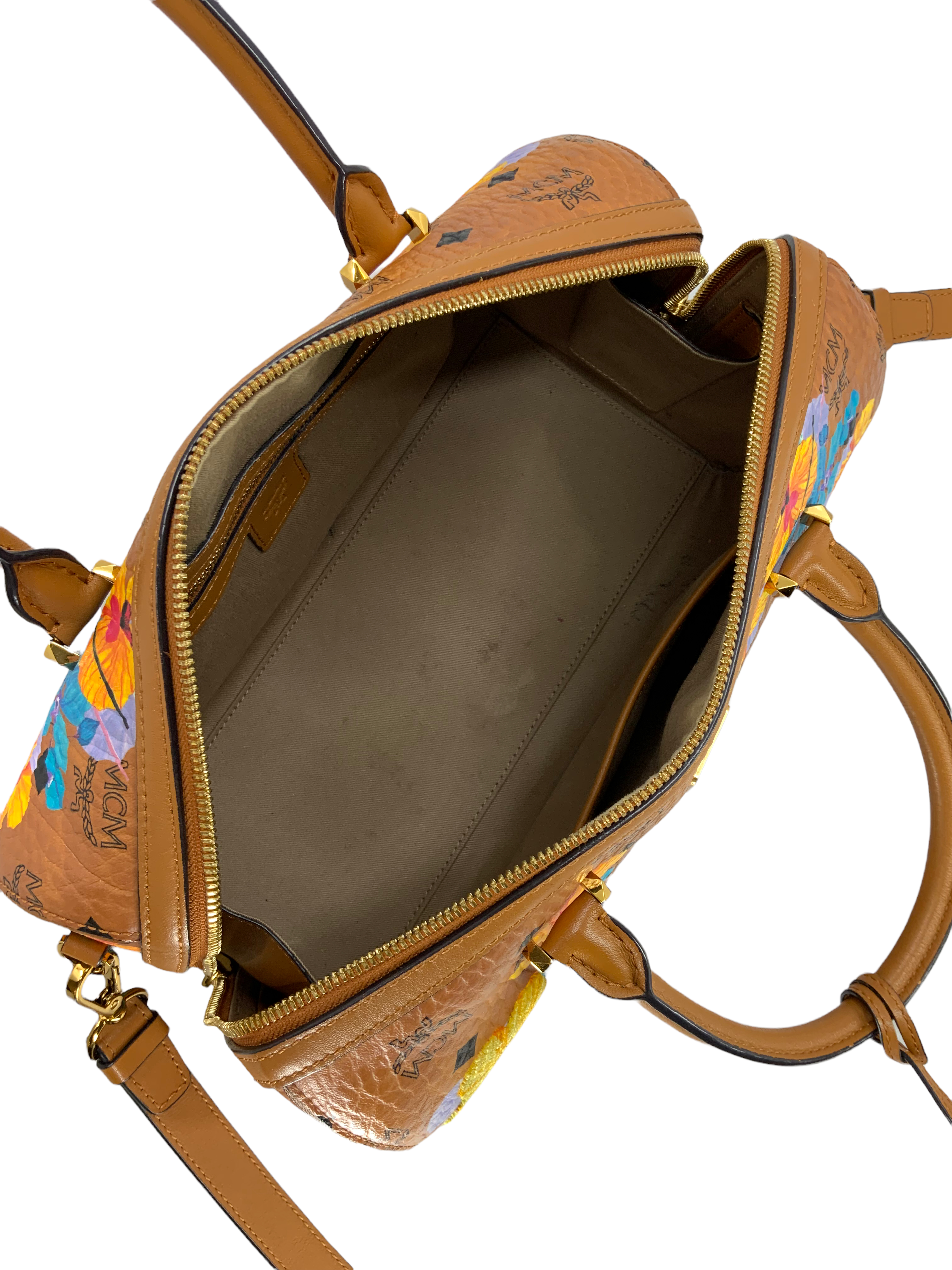 MCM Boston Coated Canvas Bowler Bag for Women | Stylish Designer Handbag | Perfect for Work, Travel & Everyday Use