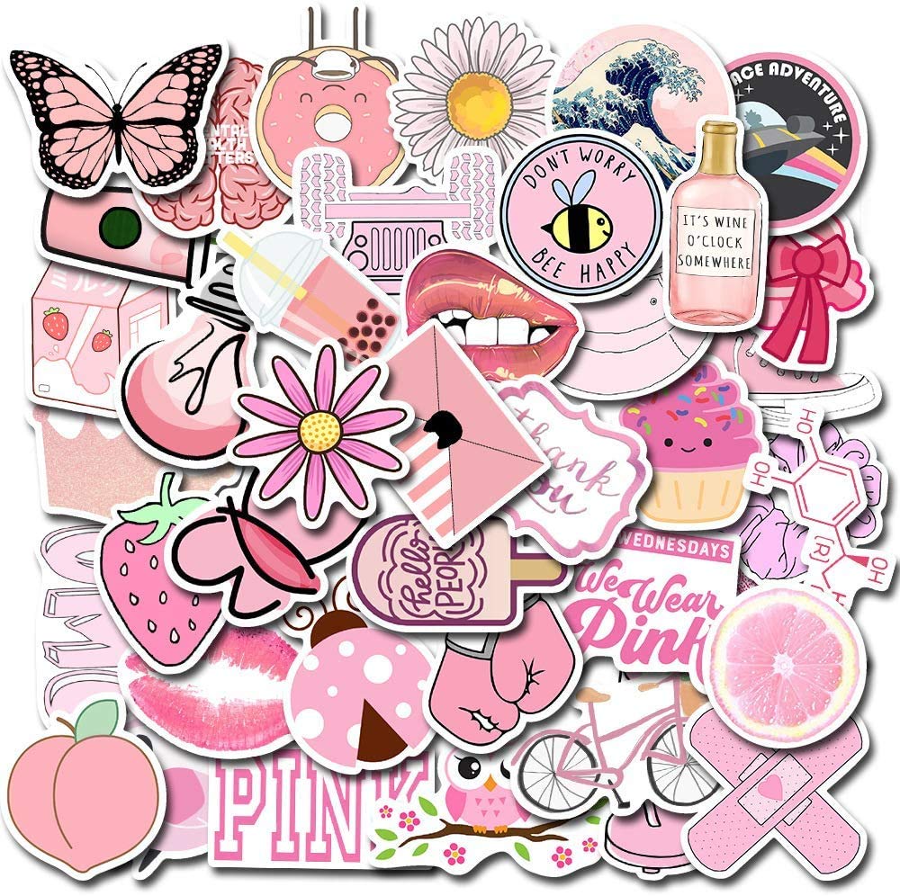 Cute Waterproof VSCO Stickers - Trendy Aesthetic Decals for Water Bottles, Laptops, Hydro Flasks, MacBooks, Phones & Guitars - Perfect for Teens, Girls & Kids - Great for School, Travel & Personalizing Your Belongings