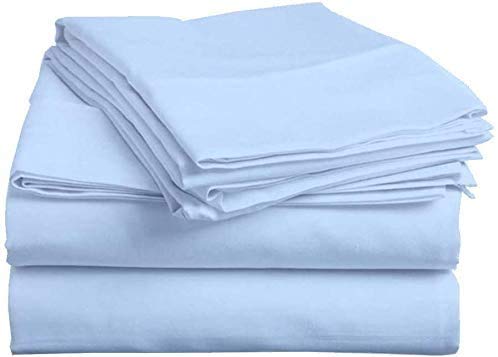 Premium 4-Piece Twin XL Bed Sheet Set - 600 Thread Count 100% Long Staple Cotton, Light Blue - Deep Pocket Fits Mattress Up to 15