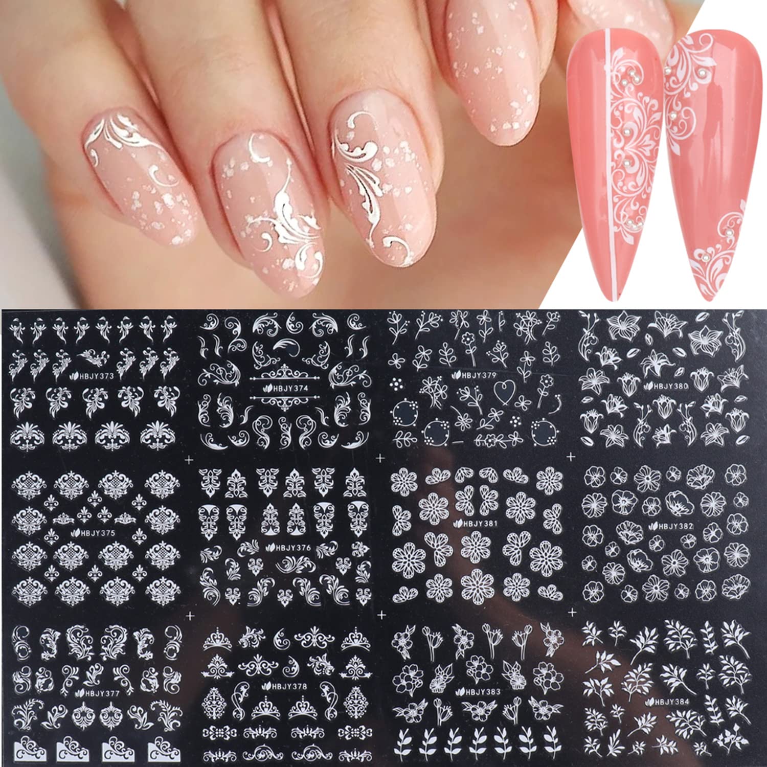 Holographic 3D Floral Nail Art Stickers - Self-Adhesive Nail Decals with Small Flowers & Leaves for Women & Girls - DIY Manicure Decorations & Nail Charms - Perfect for Parties, Weddings, and Everyday Nail Art Designs