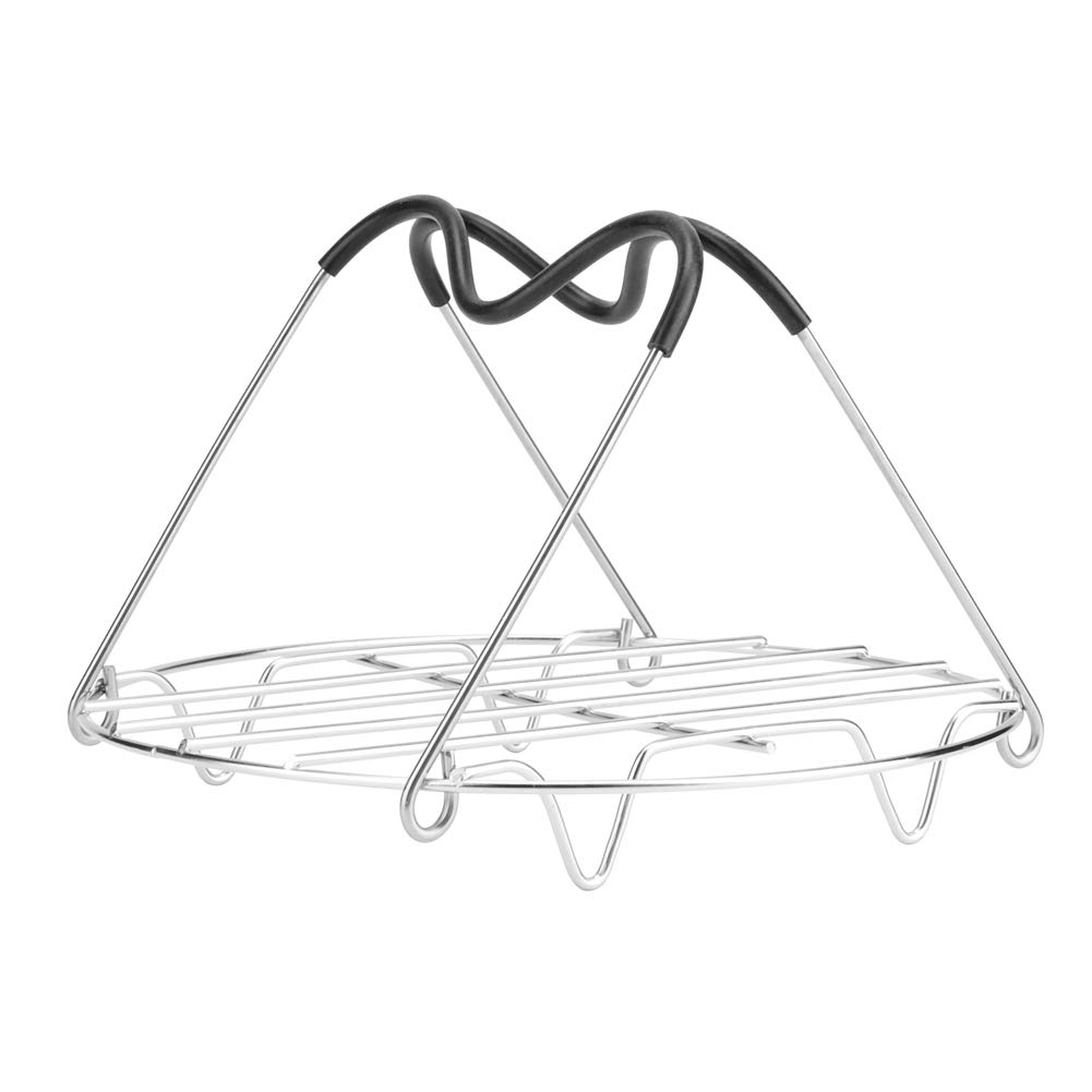 Heat-Resistant Stainless Steel Trivet with Silicone Handles - Steamer Rack for Pressure Rice Cooker, Pots & Pans - Perfect for Cooking, Serving & Protecting Countertops