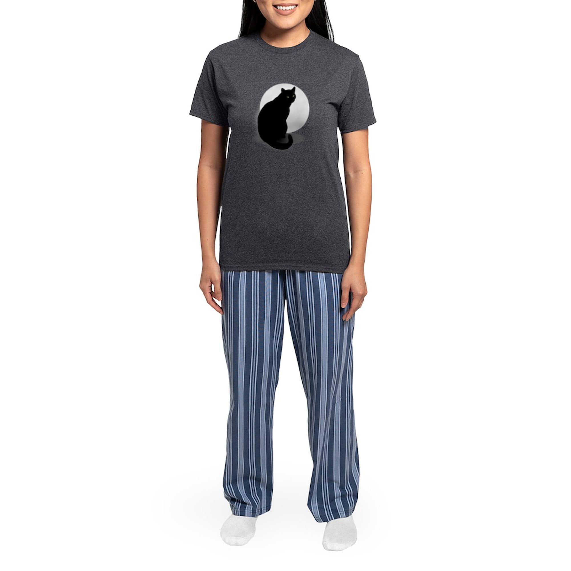 Black Cat Women's Charcoal Pajama Set - Soft & Comfortable Sleepwear for Women | Perfect for Halloween, Christmas Gifts & Cozy Nights at Home
