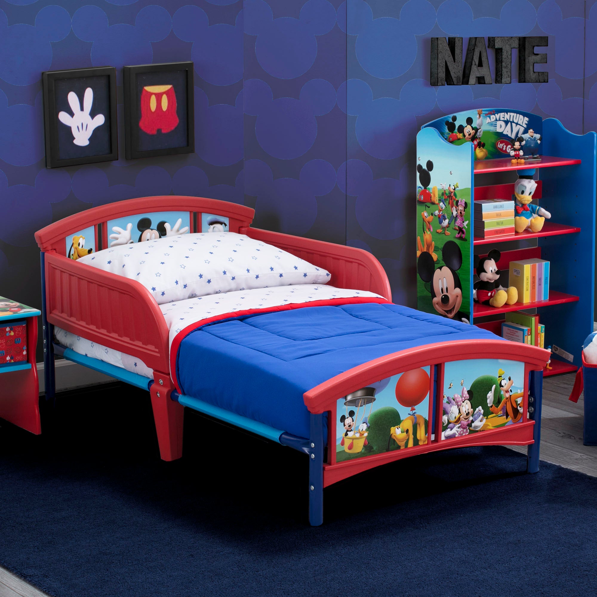Disney Mickey Mouse Plastic Toddler Bed for Kids - Lightweight, Durable & Safe Children's Bed for Nursery, Bedroom or Playroom Decor