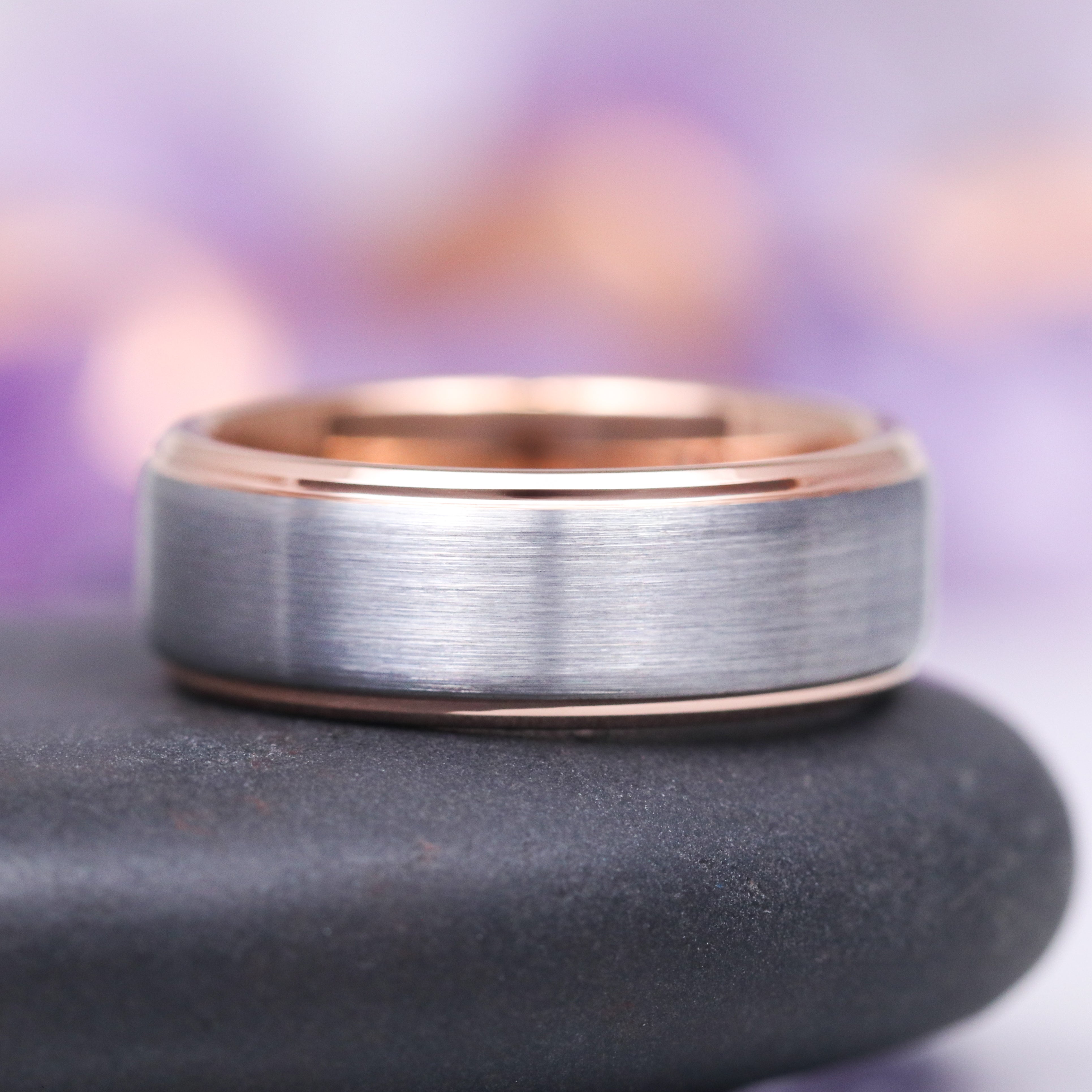 Minimalist Wedding Band 8MM Two-Tone Tungsten Ring (Rose Gold & Silver) - Durable & Scratch-Resistant for Men & Women - Perfect for Everyday Wear, Anniversaries & Special Occasions