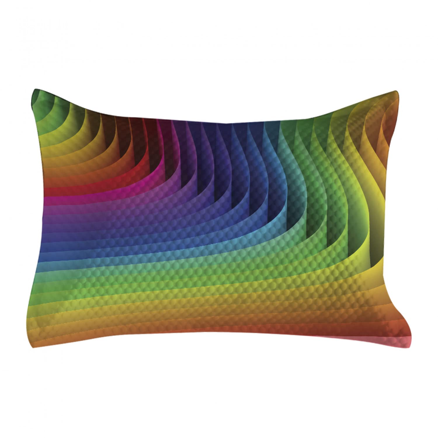 Ambesonne Psychedelic Color Wave Quilted Pillow Cover - Futuristic Radiant Blush Hue Curls Graphic Art, Standard Queen Size 30