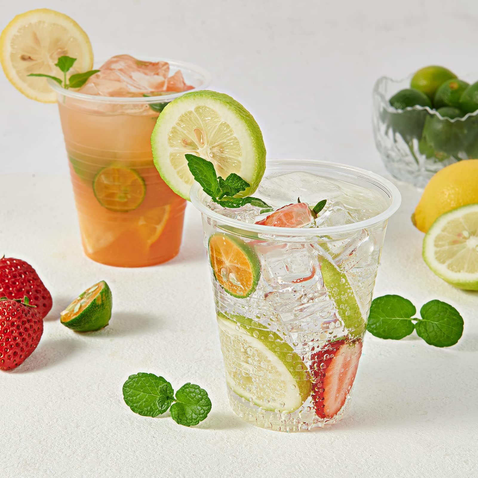 Turbo Bee 480 Pack 12oz Clear Plastic Cups - Disposable Drinking Cups for Hot & Cold Beverages - Perfect for Water, Juice, Soda, Milk - Ideal for Parties, Picnics, BBQs & Office Use