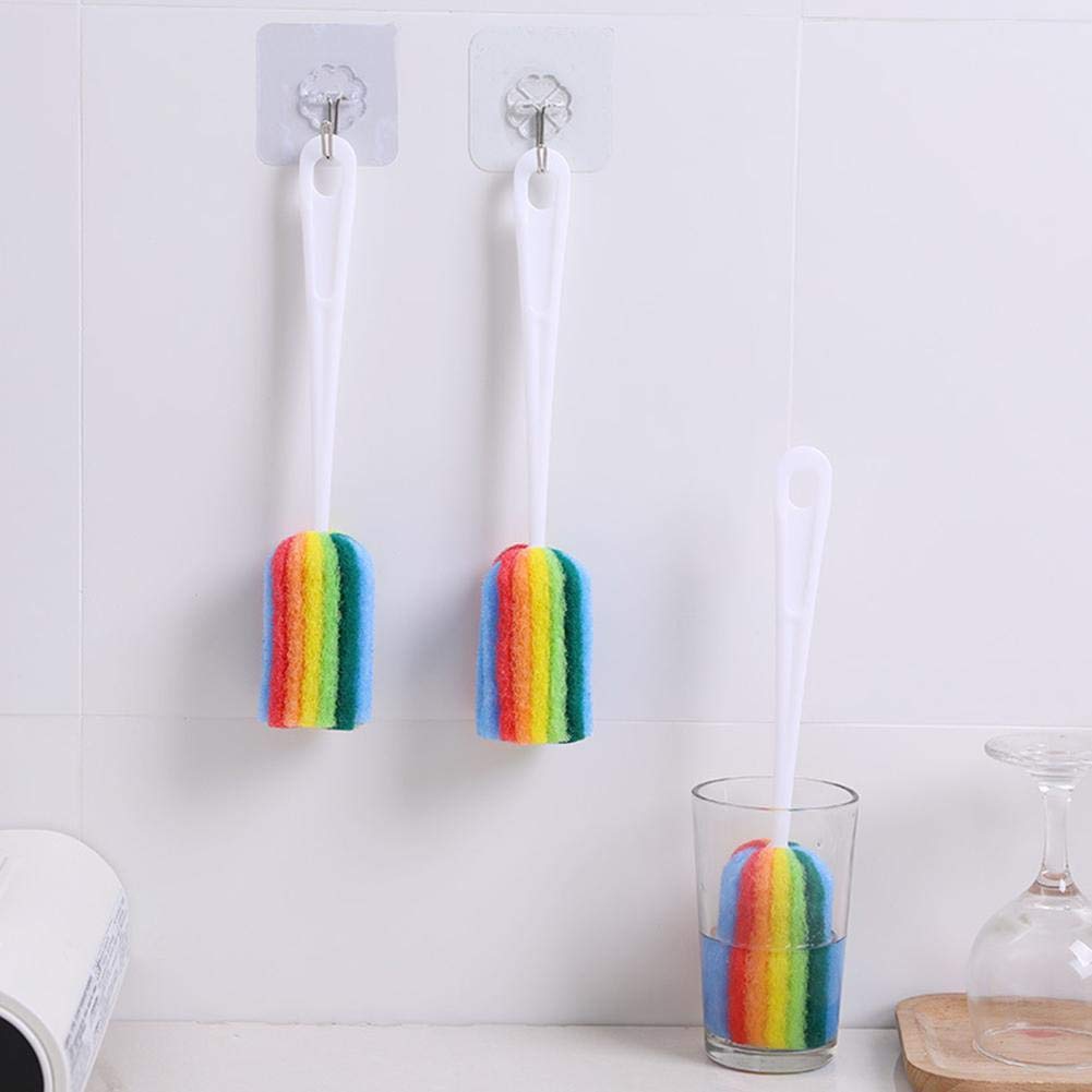 Weeeee Cleaning Scrub Sponge Brush with Handle - Colorful Dishwashing Brush for Coffee Mugs, Wine Glasses, Pots & Bottles | Perfect for Kitchen, Bar & Home Cleaning