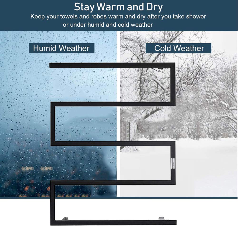 Premium Electric Heated Towel Warmer - 88W Hardwired Stainless Steel Towel Rack with 2/4H Timer | Wall Mounted Waterproof Bath Towel Heater (Black) for Spa, Bathroom & Luxury Home Use