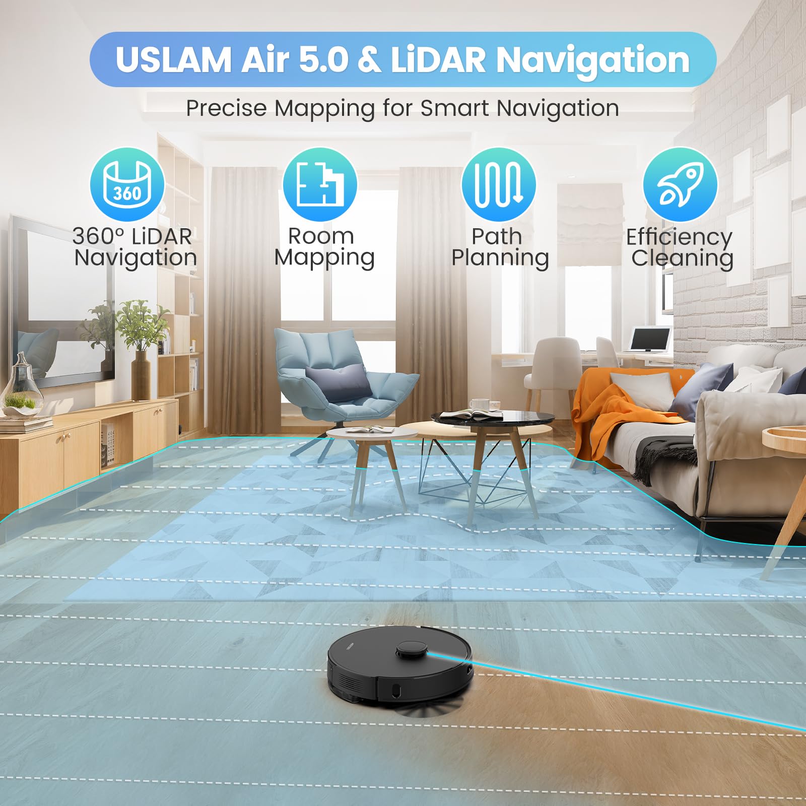 AIRROBO T20+ Robot Vacuum and Mop Combo with Self-Emptying Base | 60-Day Dustbin Capacity | Smart Mapping & Scheduling | Wi-Fi/App/Alexa Control | 180min Runtime | Ideal for Pet Hair, Hard Floors & Carpets | Perfect for Large Homes & Busy Families