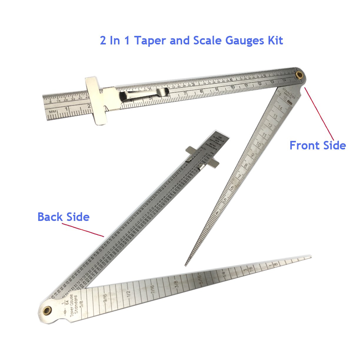B.W.P Welding Taper Gauge Set - Stainless Steel Hole Depth Ruler & Inspection Tool for Metalworking, Pipe Fitting, and Automotive Repair