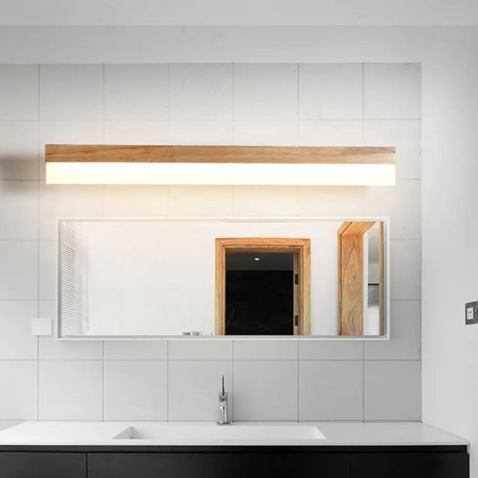 Minimalist Vanity Wooden LED Mirror Lights with Dimmable Touch Control - Perfect for Makeup, Dressing Room & Bathroom Decor