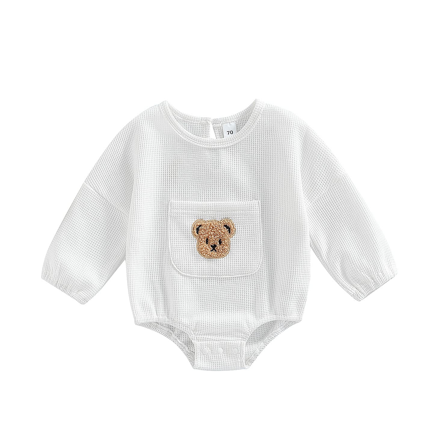 Adorable Waffle Knit Baby Sweatshirt Romper - Cozy Fall & Winter Outfits for Infant Boys & Girls | Perfect for Playdates, Family Photos & Holiday Gatherings