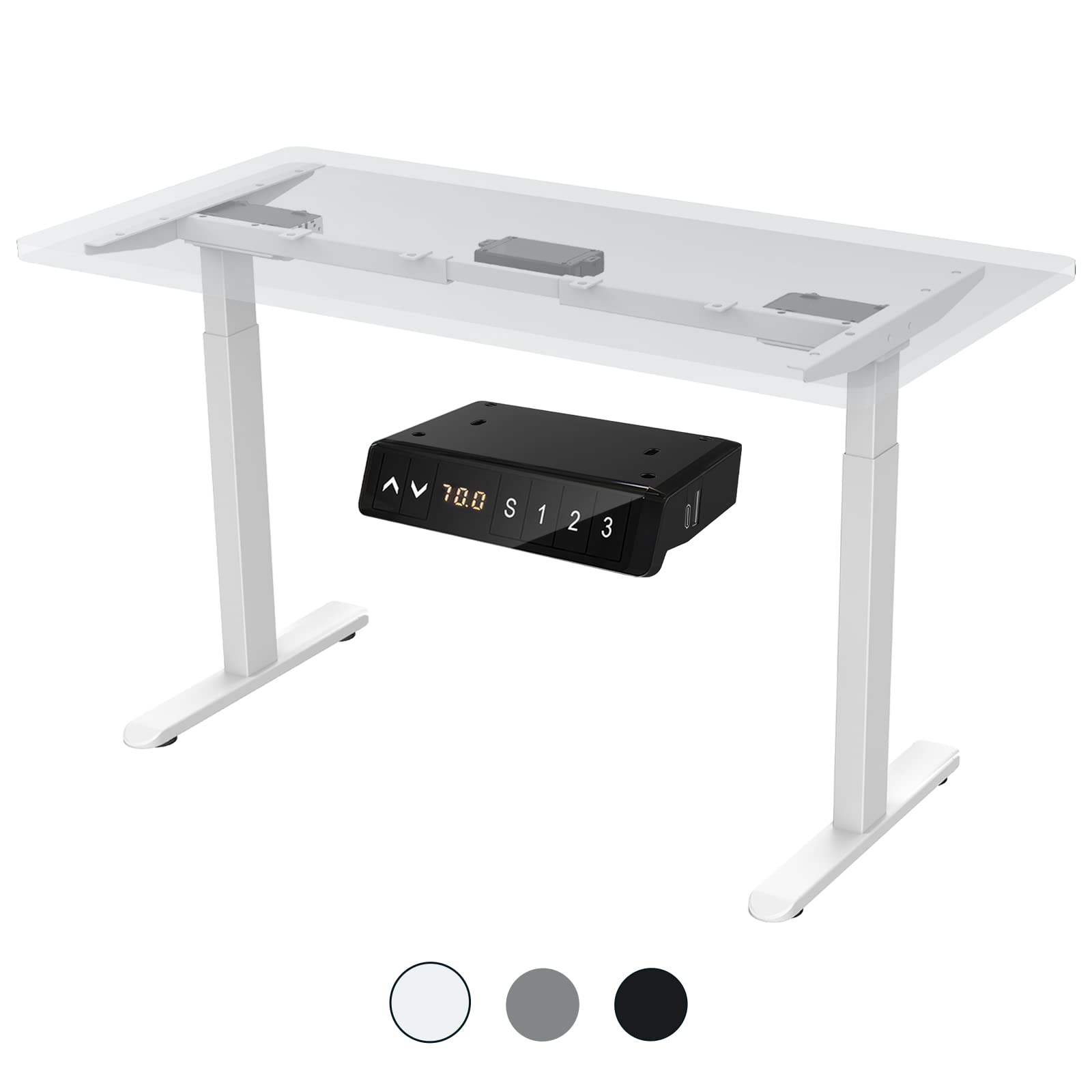 AIMEZ0 Dual Motor Electric Adjustable Height Standing Desk Frame 27.4-45.6 Inches - Motorized Sit Stand Workstation for Home Office, White Frame - Perfect for Ergonomic Workspace & Productivity Boost