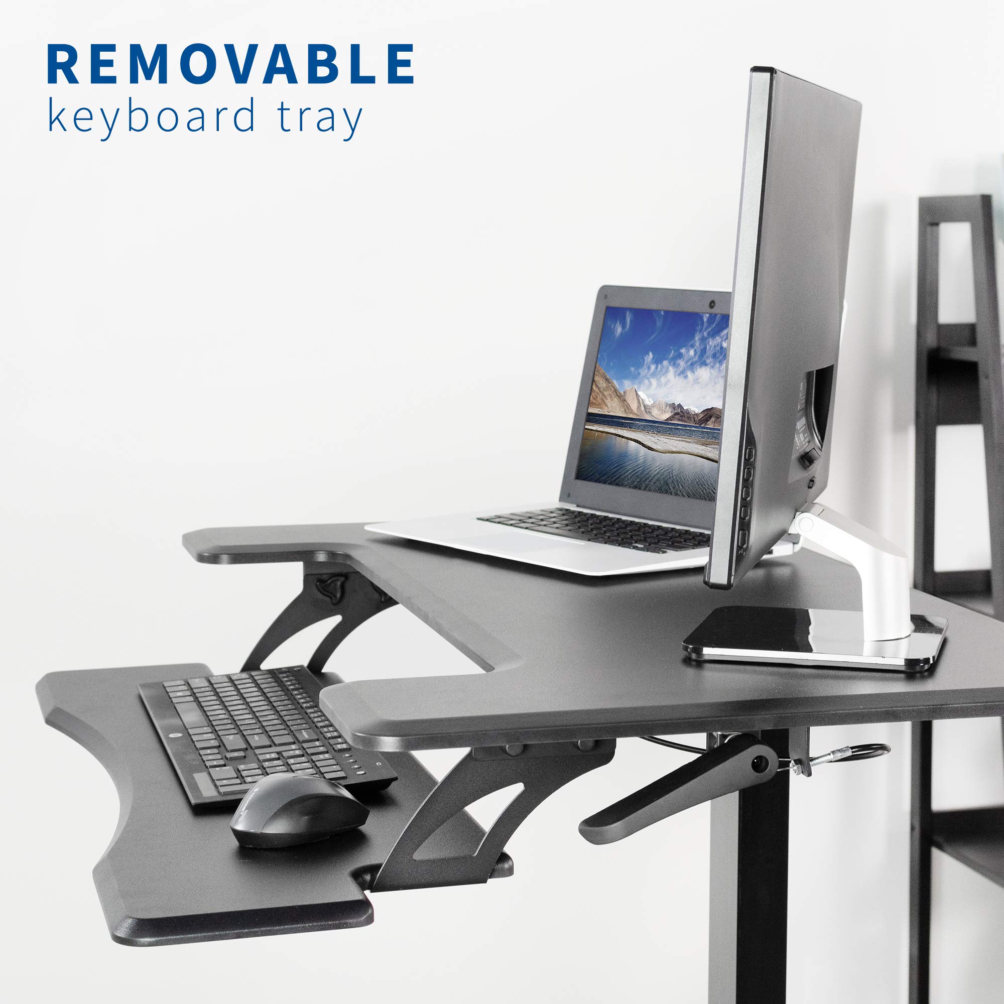 VIVO 36 Inch Adjustable Height Standing Desk with Wheels, 2-Tier Rolling Workstation for Small Spaces - Compact Home Office & School Desk, Black (DESK-V111GT) | Perfect for Remote Work, Study & Ergonomic Workspaces