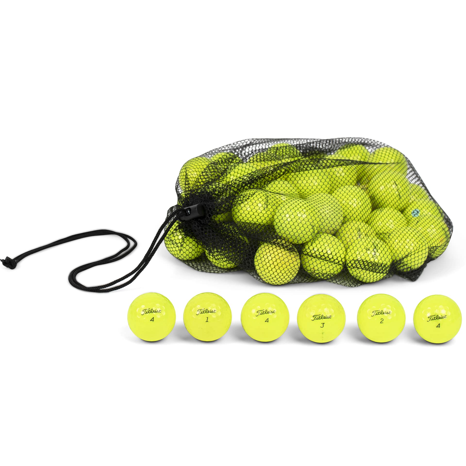 Premium Recycled Golf Balls 12-48 Pack (Titleist Pro V1x & AVX Mix) - Yellow Used Golf Balls in Good Condition with Mesh Carry Bag | Practice, Driving Range & Course Play | Eco-Friendly Golf Accessories