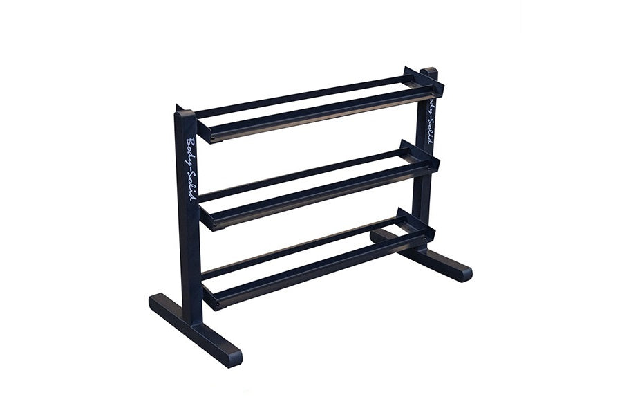 Body Solid 2 Tier & 3 Tier Adjustable Dumbbell Rack with Optional 3rd Tier - Heavy Duty Weight Rack for Home Gym & Fitness Training