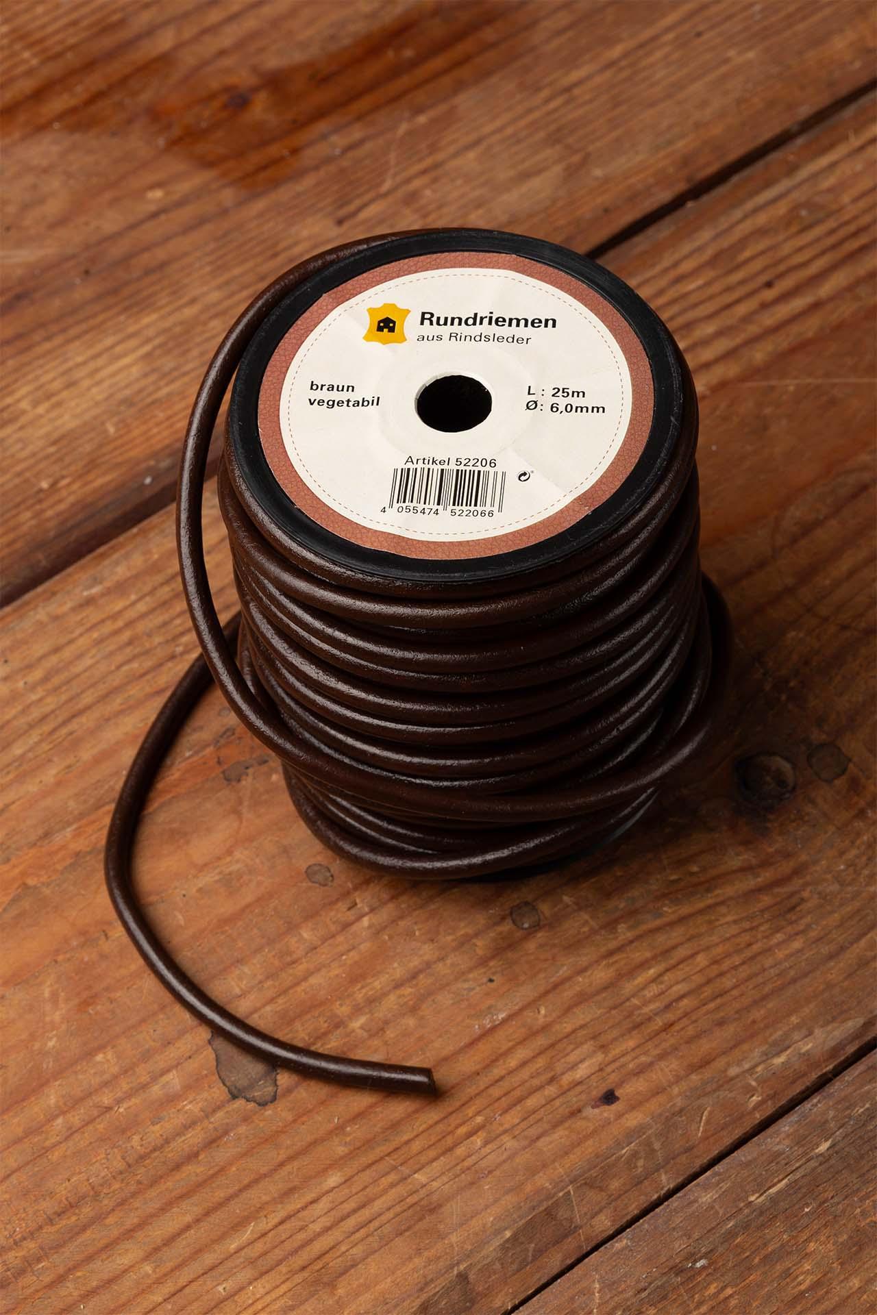 Premium 6.0mm Brown Leather Cord for Jewelry Making - 25m Spool (DIY Bracelets, Necklaces & Craft Projects)