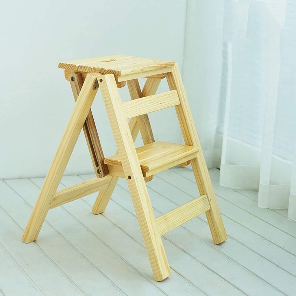 ZEELYDE 2-Step Folding Step Stool for Storage, Non-Slip Foldable Step Ladder Stool with Handle, Multi-Functional Compact Step Stool for Home, Kitchen, Bathroom - Perfect for Reaching High Shelves and Storage Spaces