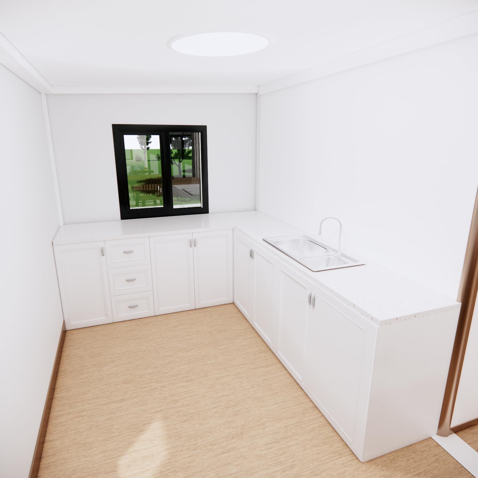 30FT Prefab Container House with 3 Bedroom, 1 Bathroom & Kitchen - Foldable Tiny Home for Adults - Portable Prefabricated Steel Frame House - Perfect for Backyard Guest House, Vacation Cabin or Off-Grid Living