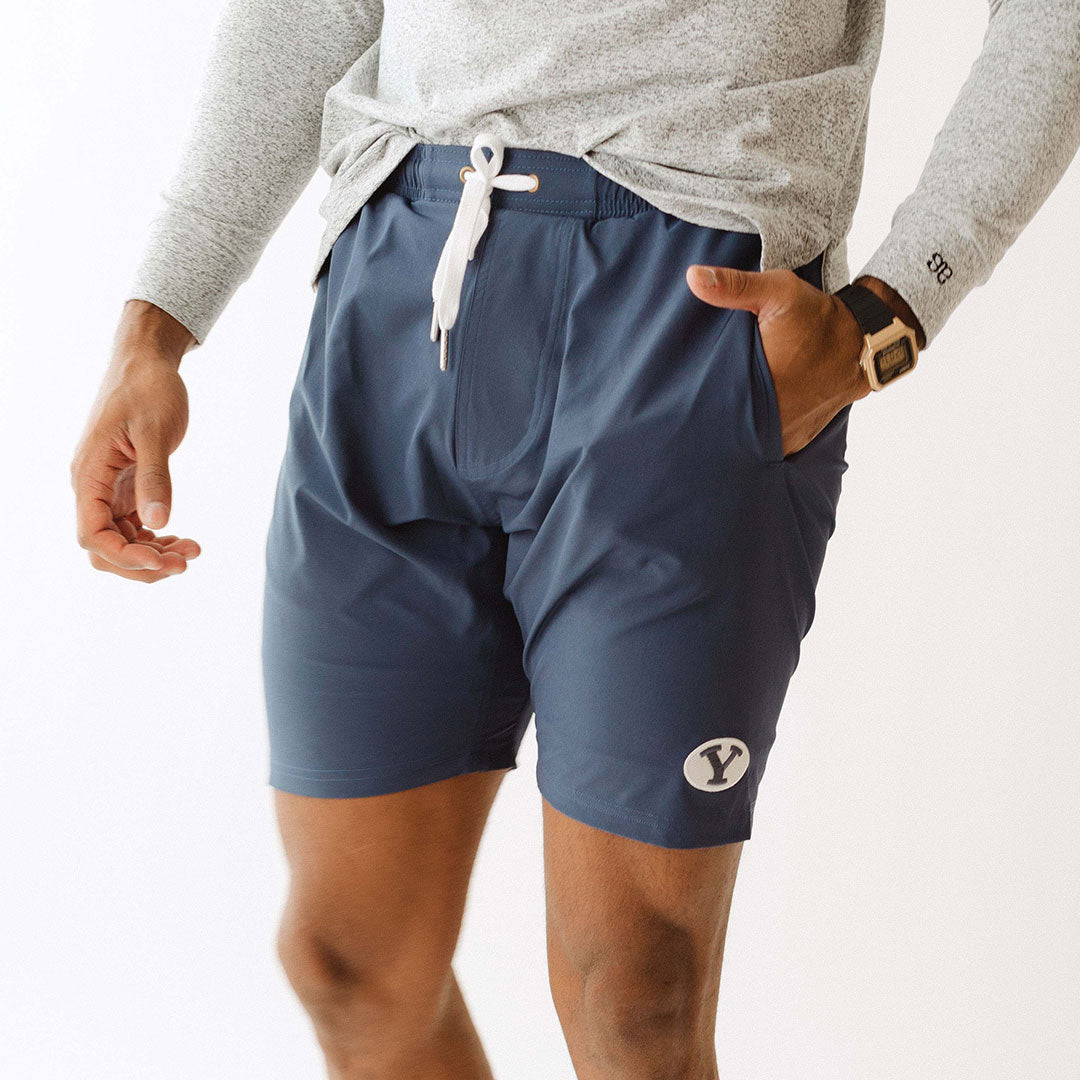 BYU Wind and Sea Men's Swim Shorts - Quick Dry, Comfortable Board Shorts for Swimming, Surfing & Beach Activities - Indigo Blue