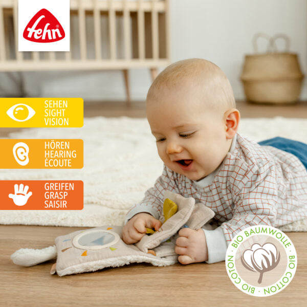FehnNATUR Soft Sensory Book for Babies - Interactive Touch & Feel Activity with Sheep Design - Perfect for Early Learning, Toddler Playtime & Montessori Education