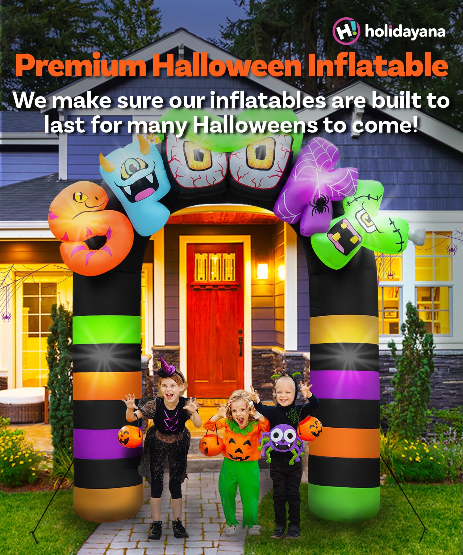 9ft Halloween Inflatable Archway with LED Lights - Spooky Outdoor Yard Decoration for Halloween Party, Haunted House Decor, Trick or Treat Display | Premium Large Inflatable Blow Up Decor