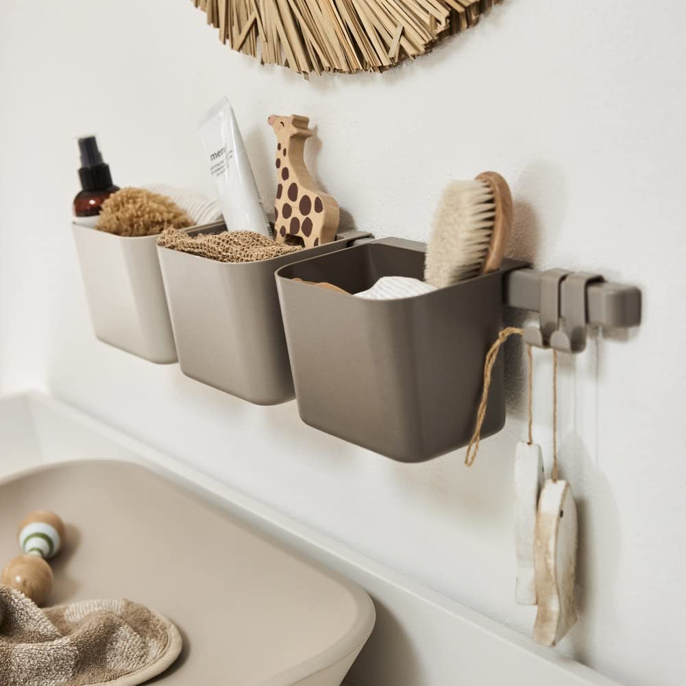 Leander 3-Piece Organizer Set with 1 Long Rail & 2 Hooks in Cappuccino - Stylish Storage Solution for Bedroom, Bathroom & Office Organization
