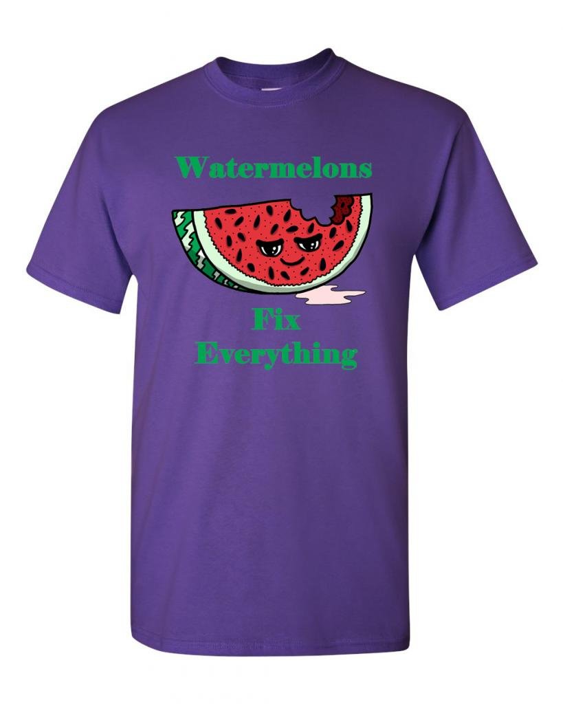 Funny Watermelons Fix Everything Adult T-Shirt - Humor Graphic Tee for Casual Wear & Gifts