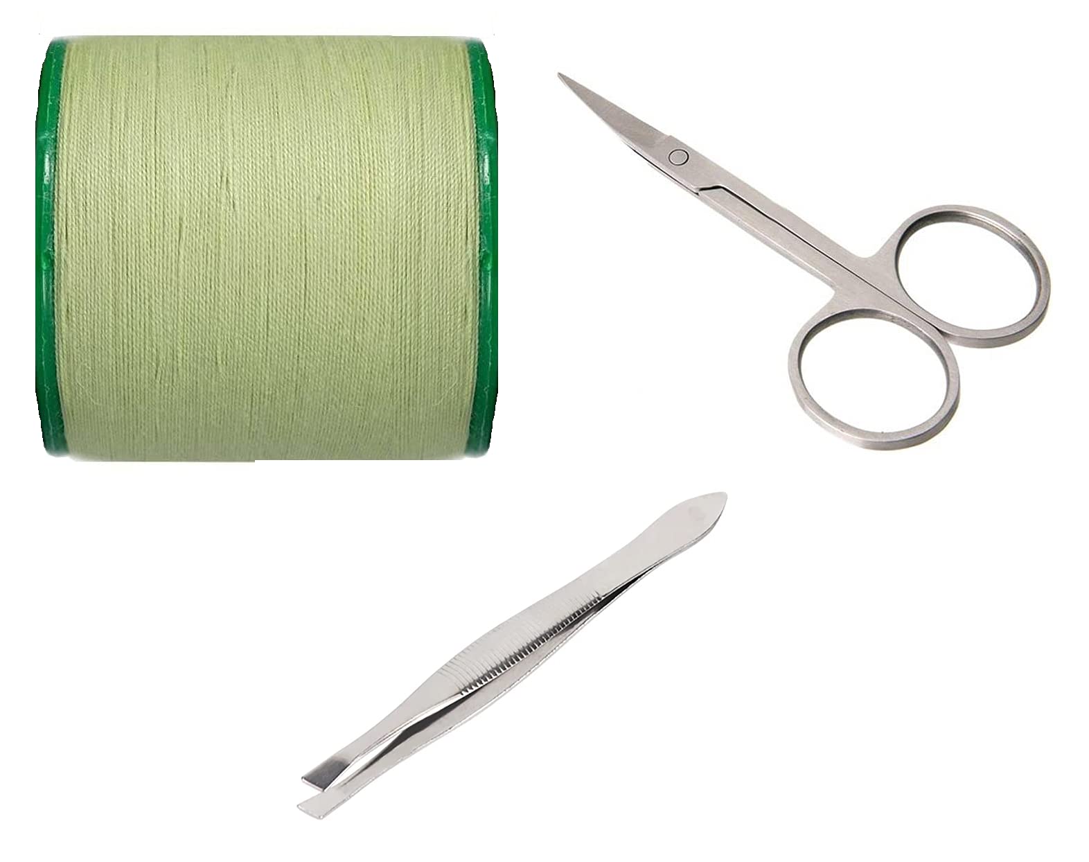 Professional Stainless Steel Eyebrow Threading Kit - Includes Thread, Cuticle Scissors & Tweezers for Perfect Eyebrows, Eyelashes, Nose & Ear Hair (3-Pack) | At-Home Salon Grooming & Beauty Essentials