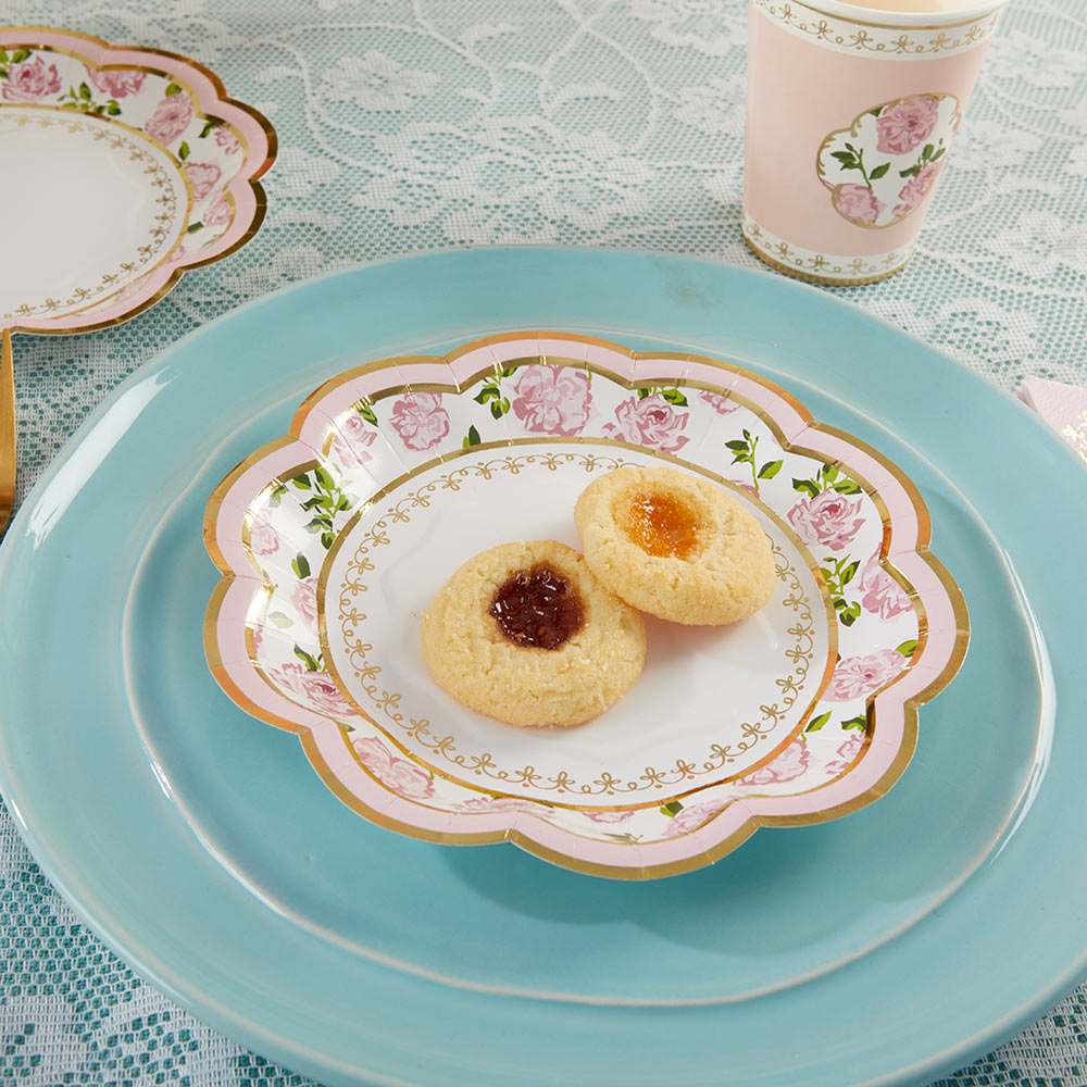 Premium 7-inch Pink Paper Plates - Set of 16 | Elegant Tea Party, Birthday, Bridal Shower & Baby Shower Tableware | Disposable Dishware for Parties & Events