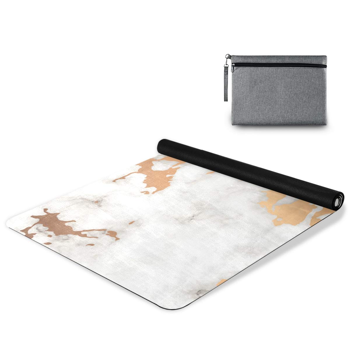 ALAZA Non-Slip Marble Golden Splatter Yoga Mat - Black & White Fitness Exercise Mat for Yoga, Pilates, Home Workouts & Floor Exercises | Perfect for Gym, Studio & Indoor Training