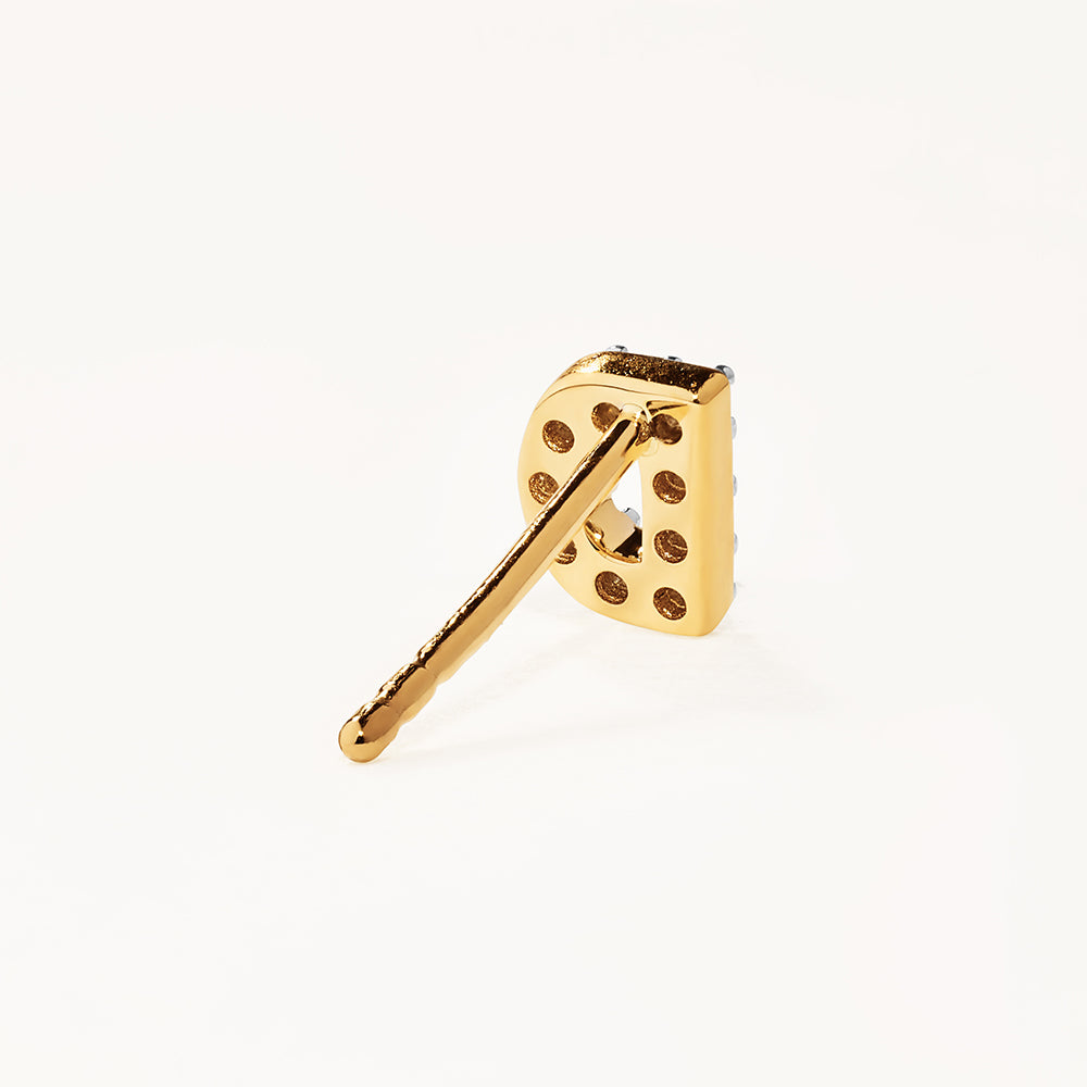 10k Gold Diamond Letter D Single Stud Earring - Elegant Initial Jewelry for Women, Perfect for Gifts, Everyday Wear & Special Occasions