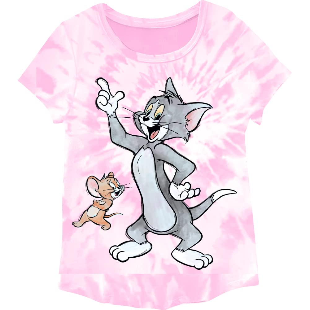 Tom and Jerry Cartoon Girls Short Sleeve Graphic T-Shirt - Cute Kids Tee for Ages 4-16 - Perfect for School, Playdates, and Family Outings
