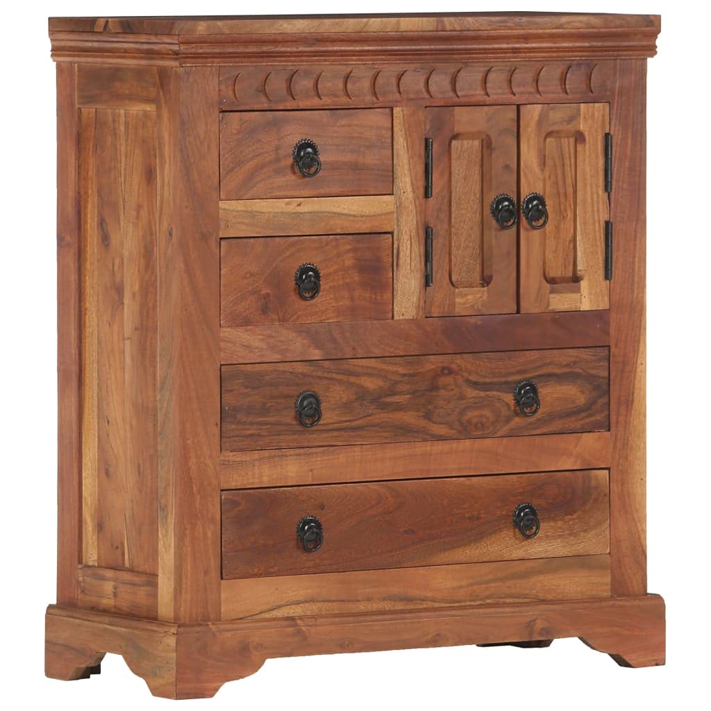 Solid Wood Storage Sideboard Buffet Table - 4 Drawers & 2 Doors Floor Cabinet for Dining Room, Living Room, Kitchen - Rustic Brown Home Organization Furniture | Perfect for Entertaining, Displaying China, and Extra Storage Space