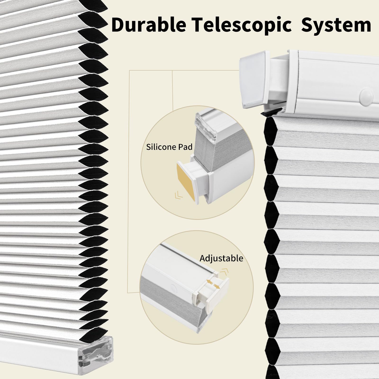 MiLin Cordless Cellular Shades - No Tools No Drill Window Blinds, Blackout Magnetic Door Shades for Indoor Windows (30