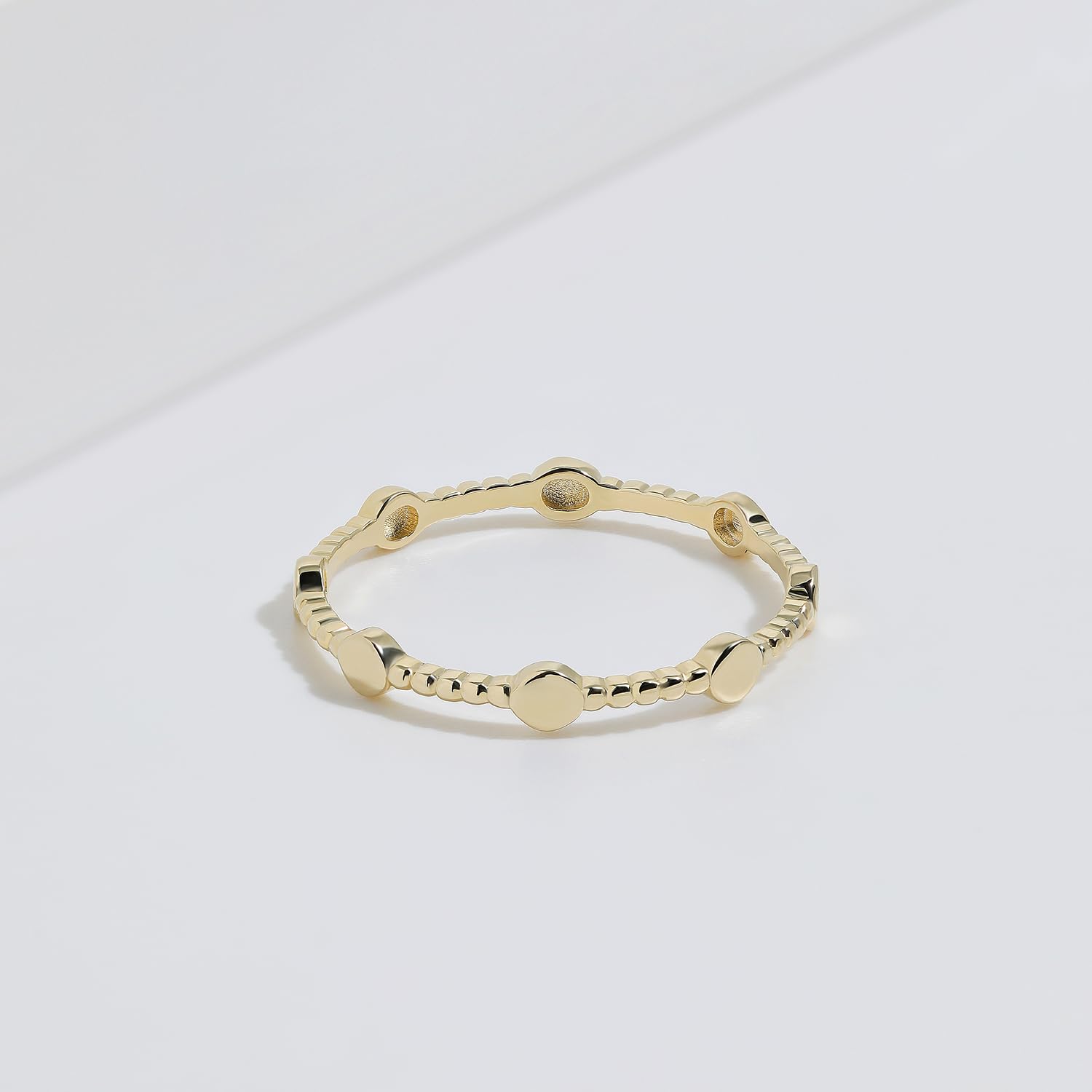 Meissa Sterling Silver Stacking Rings for Women - Gold Plated Stackable Rings with Tiny Cube Beads | Handmade Thin Silver Rings in Gold | Perfect for Layering, Everyday Wear & Gift Giving