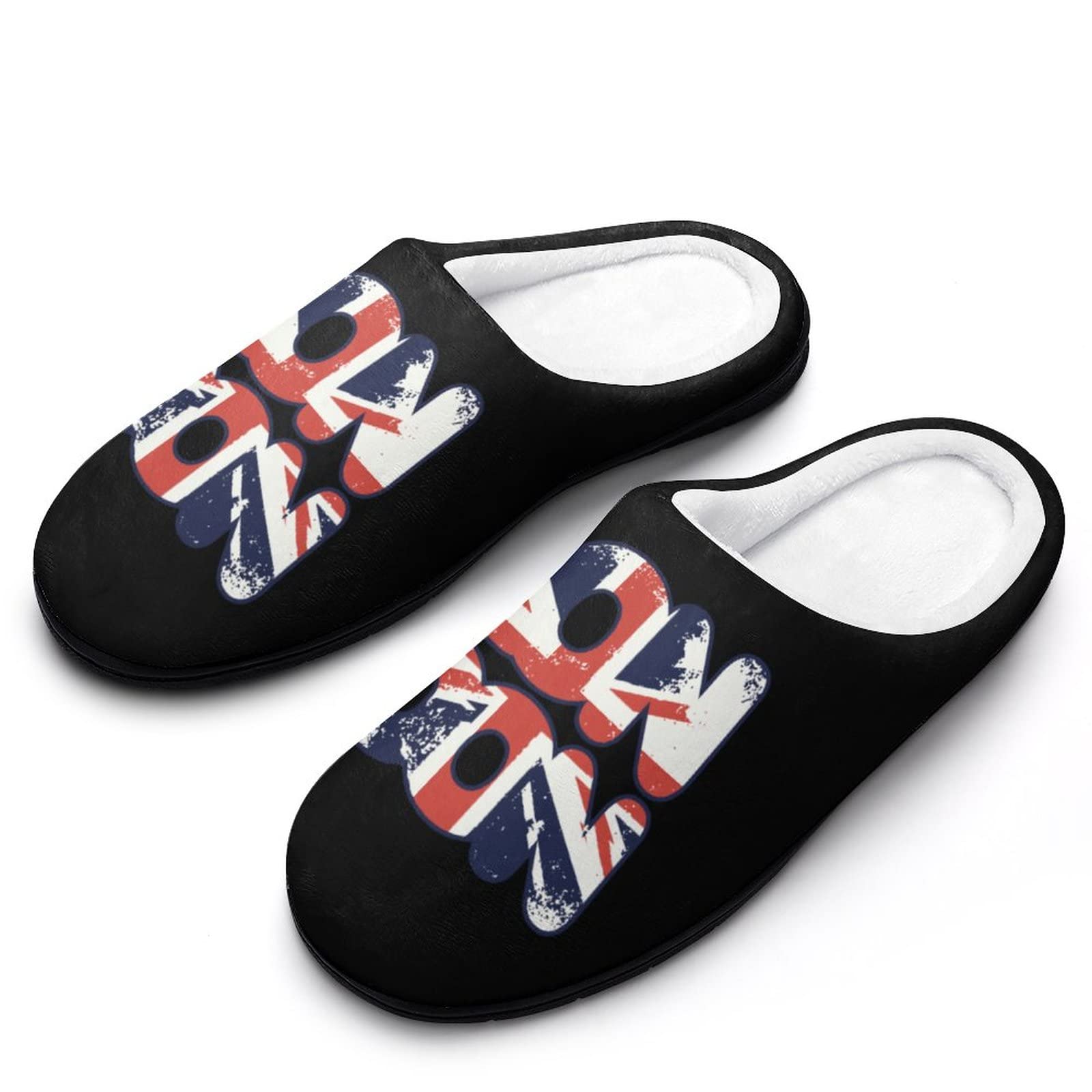 Comfortable UK Flag Men's Cotton Slippers - Lightweight Closed Toe House Shoes for Indoor & Lounge Wear | I Love London Design