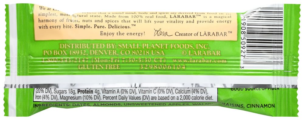 Organic Larabar Apple Pie Snack Bars - Gluten Free, Vegan, Non-GMO (Pack of 16, 1.6 oz Each) | Healthy Energy Bars for Hiking, Workouts & On-the-Go Snacking