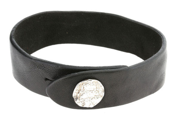 Elephant Skin Button Leather Cuff Bracelet - Handmade Genuine Leather Bangle for Women & Men - Boho Chic Fashion Accessory for Casual, Festival & Everyday Wear