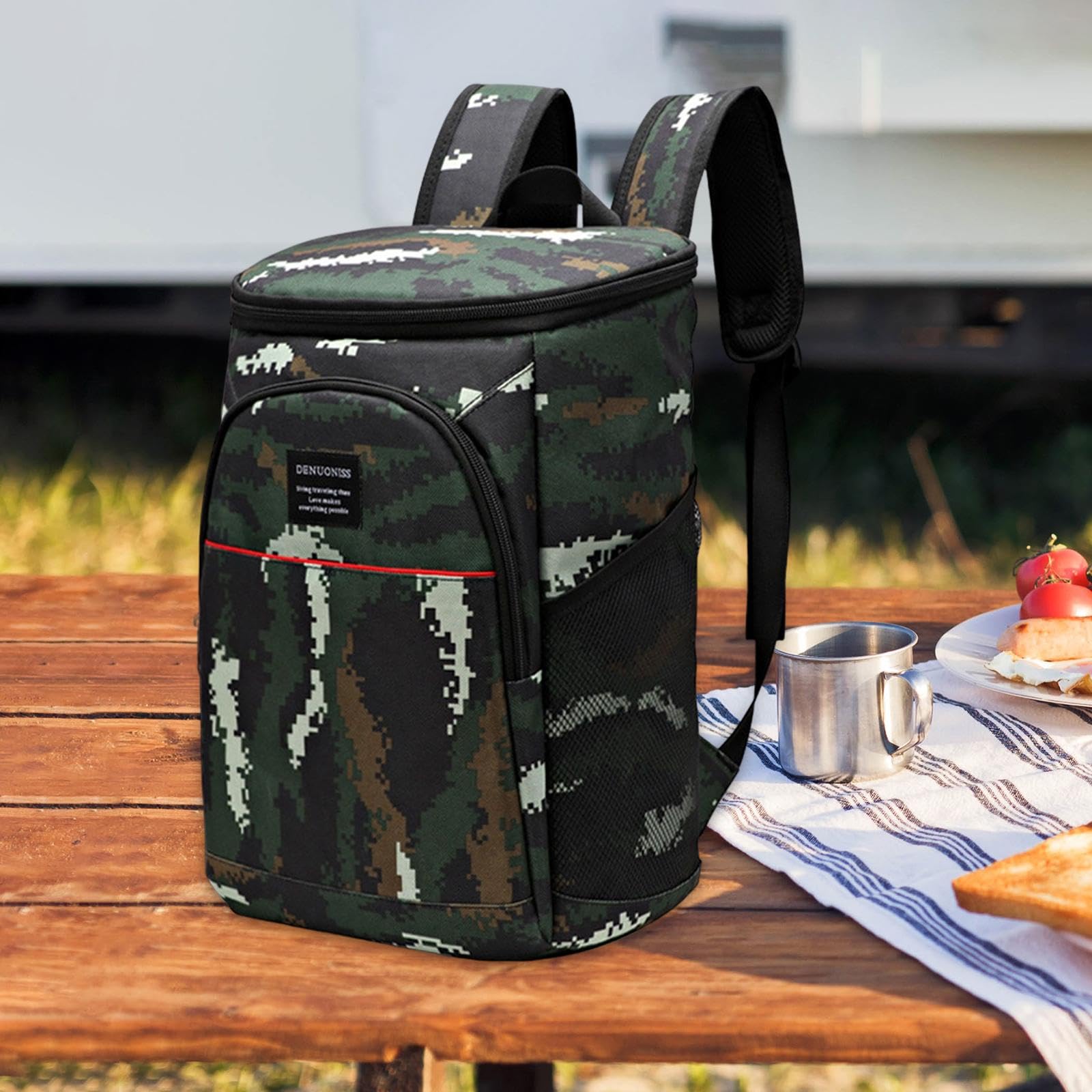 CALANDIS® Insulated Backpack Cooler with Adjustable Shoulder Straps - Thermal Picnic Bag for Beach, Park, Camping & Outdoor Adventures | 1 Green Backpack Cooler for Picnics, Hiking & Travel