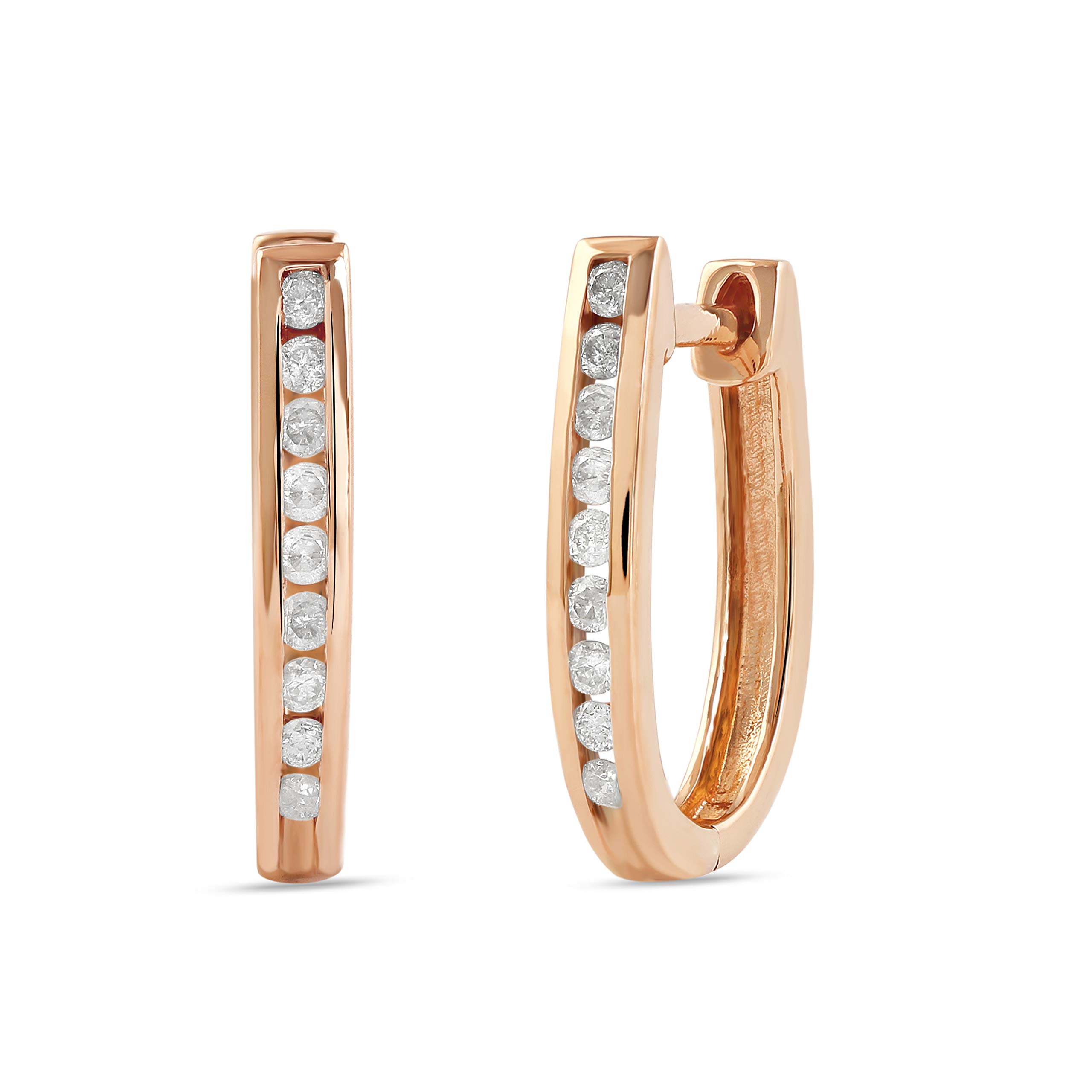 Labella Sterling Silver 1/4 CT.TDW. Diamond Hoop Earrings for Women - Rhodium Plated Hypoallergenic Jewelry | Perfect Gift for Her, Anniversary, Birthday & Special Occasions