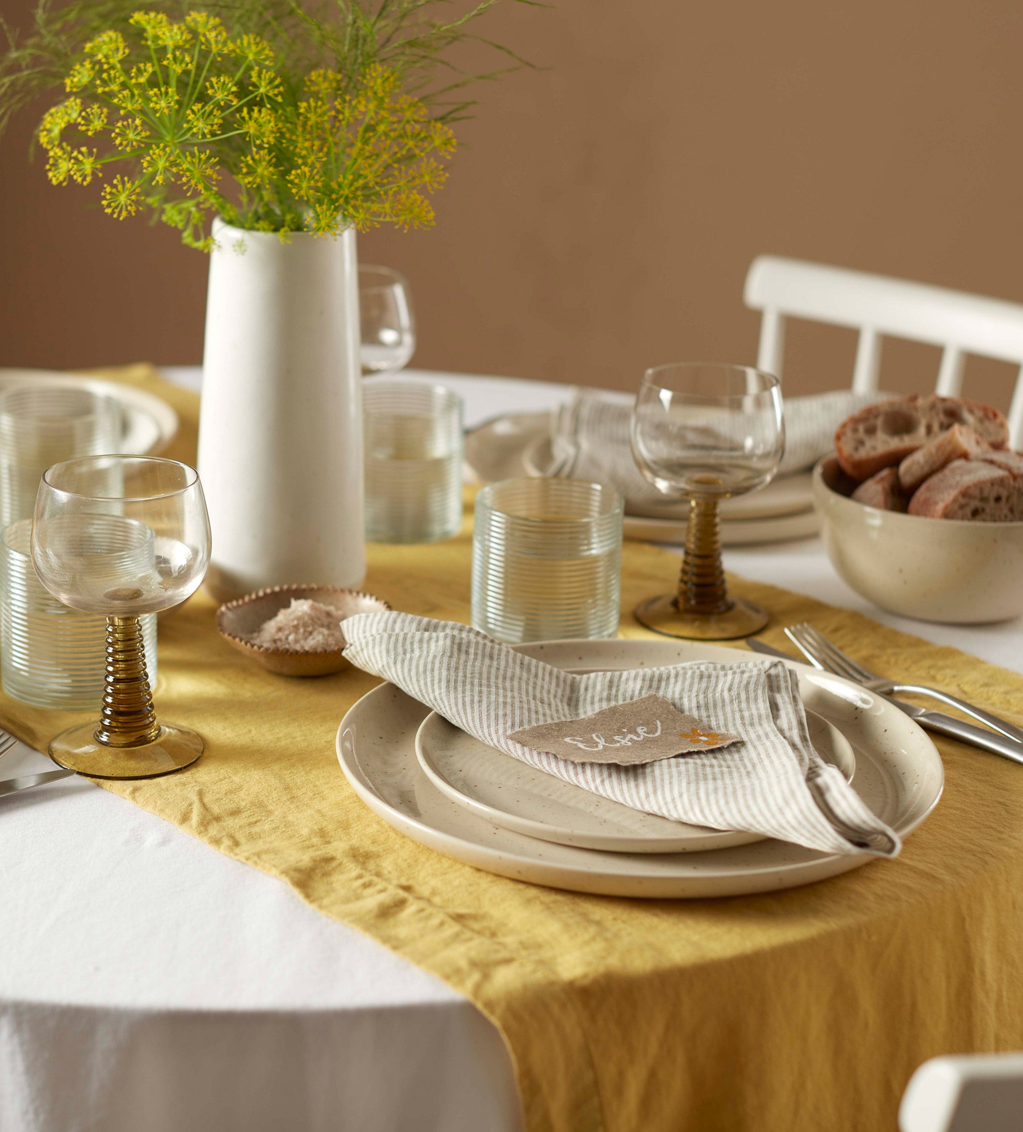 Premium 100% Linen Napkins Set of 4 - Natural Sid Stripe - Eco-Friendly Table Linens for Dinner Parties, Weddings & Home Decor