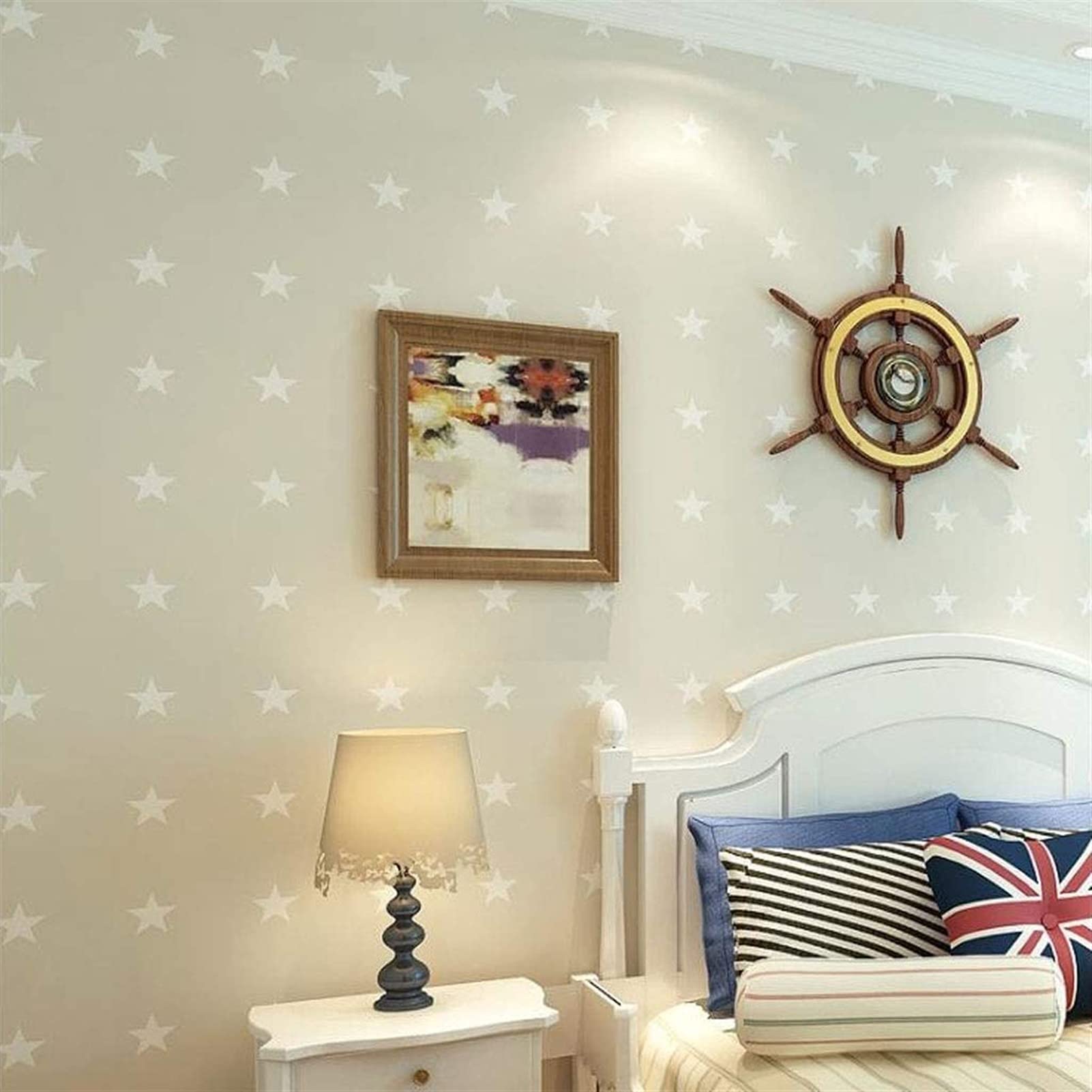 Modern Non-Woven Star Wallpaper for Kids Room - Yellow Space Themed Nursery & Bedroom Decoration - Perfect for Children's Bedrooms, Playrooms & Nursery Decor