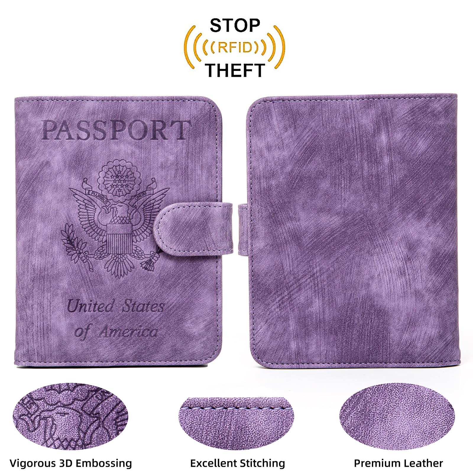 Premium RFID Blocking Passport Holder & Travel Wallet - Secure Leather Passport Cover for Women & Men - Violet (WT002) - Perfect for Airports, Cruises & International Travel