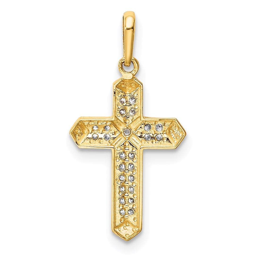 14K Yellow Gold Cross CZ Pendant Necklace for Women - Elegant Cubic Zirconia Religious Jewelry Gift for Christmas, Baptism & Everyday Wear