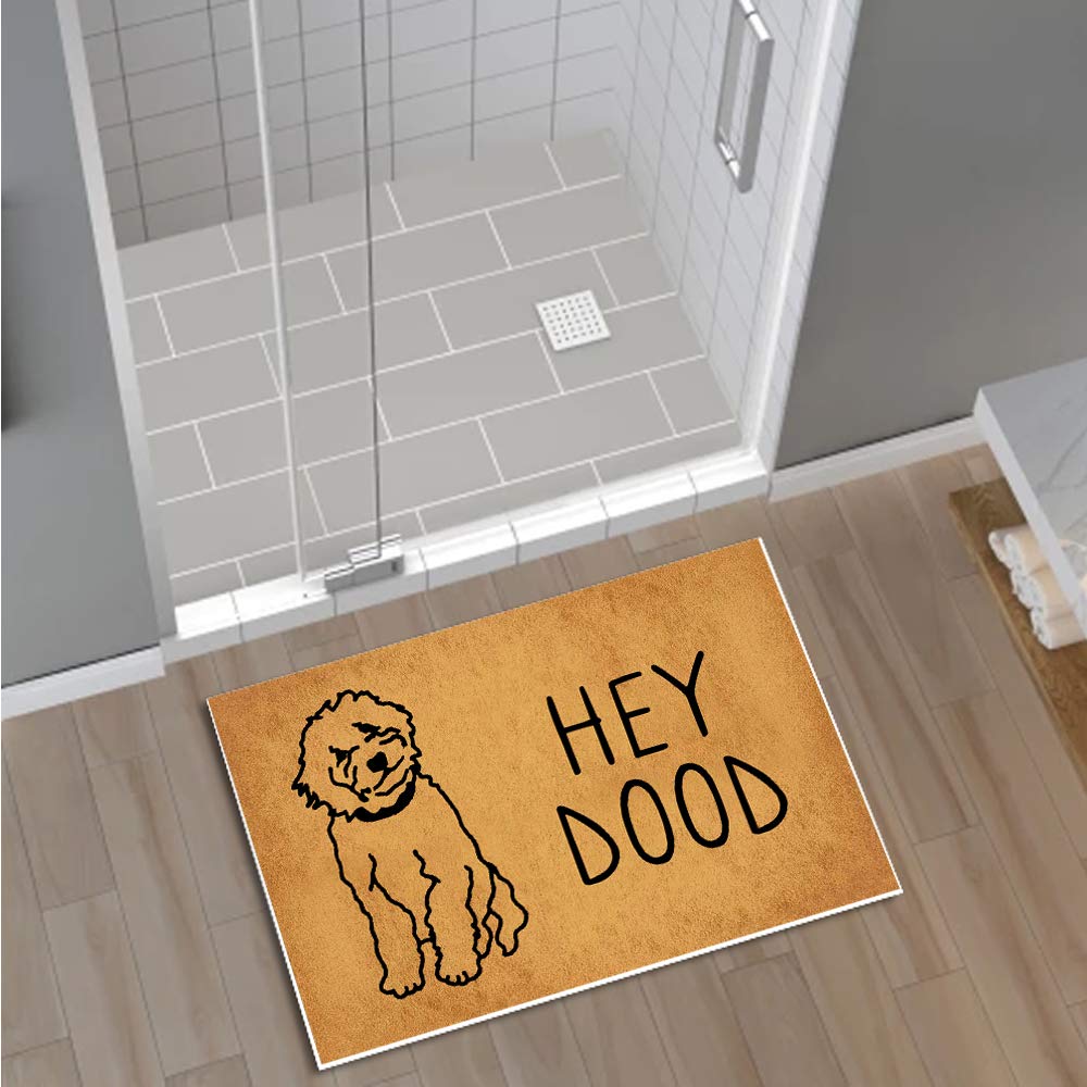 Non-Slip Funny Hey Dood Doormat - 30x18 Inch Indoor/Outdoor Welcome Mat for Front Door, Balcony & Patio - Waterproof Felt Fabric Rug with Humorous Design