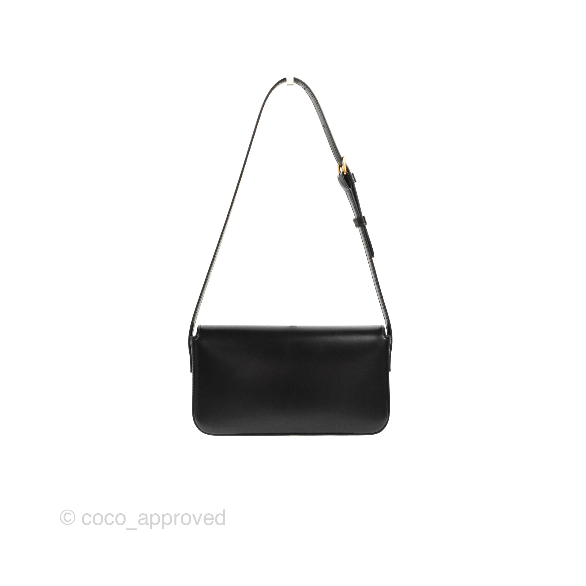 Celine Triomphe Shoulder Bag in Black Calfskin Leather - Luxury Crossbody Purse for Women, Perfect for Work, Travel & Evening Out